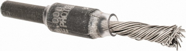 End Brushes: 1/4" Dia, Stainless Steel, Knotted Wire