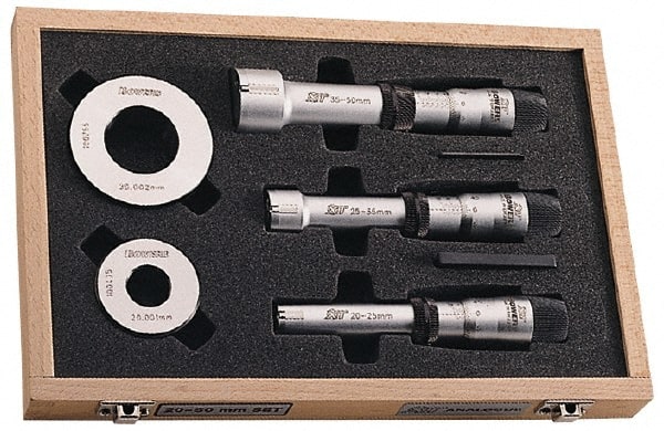 FOWLER 52-255-775-0 3/4 to 2", 3.15" Gage Depth, 0.00025" Resolution, Ratchet Stop Thimble, Electronic Inside Hole Micrometer Set 