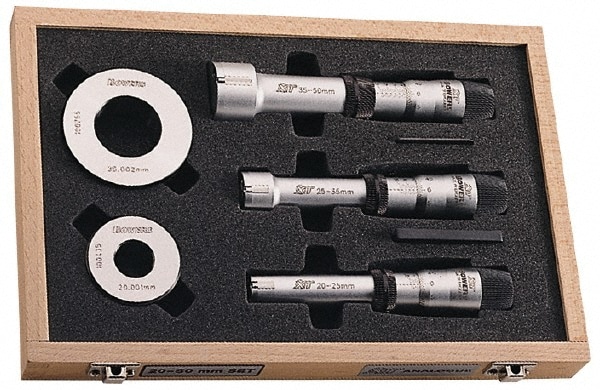 FOWLER 52-255-775-0 3/4 to 2", 3.15" Gage Depth, 0.00025" Resolution, Ratchet Stop Thimble, Electronic Inside Hole Micrometer Set Image