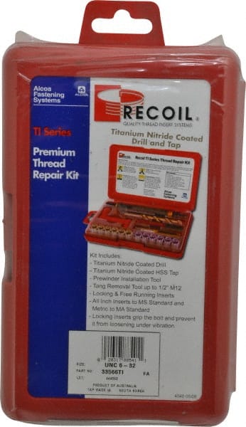 Recoil 33566TI Thread Repair Kit: Free-Running & Screw-Locking 