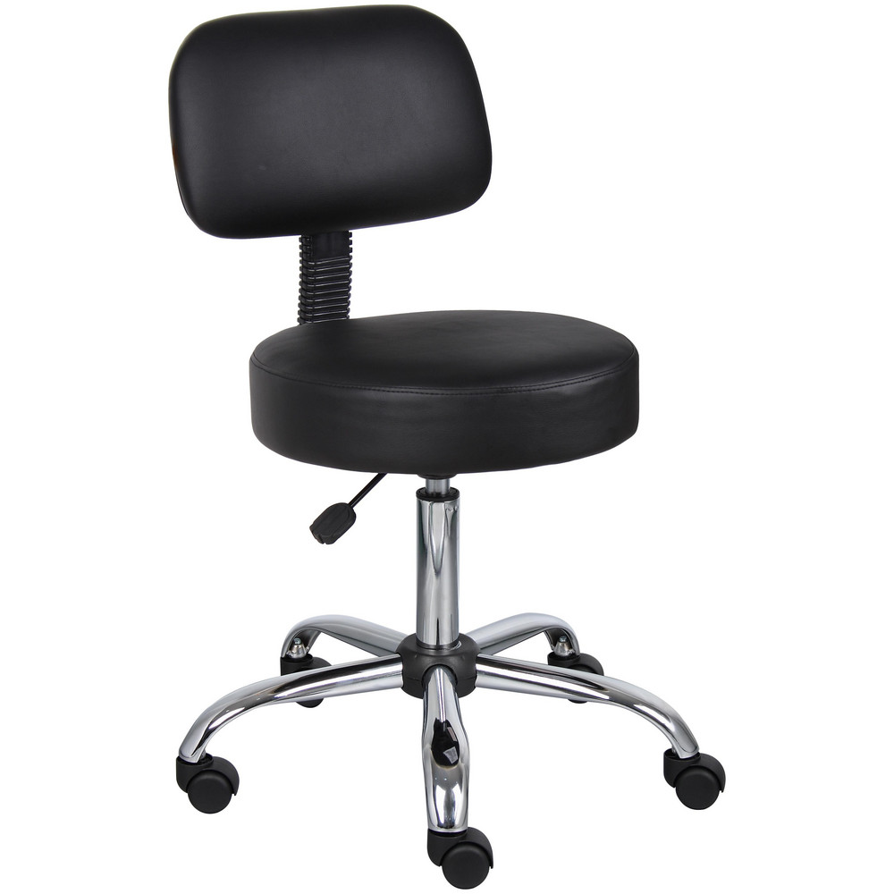 Medical Spa Professional Adjustable Stool with Back: 20-1/2 to 26-1/2" Seat Height, 16 x 16" Seat - Chrome Base
