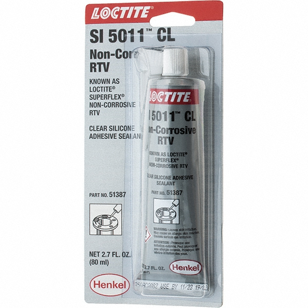 Sealant: 80 mL Tube, Clear, Silicone - NC RTV SIL-CL 80ML LOCTITE SUPERFLX RTV