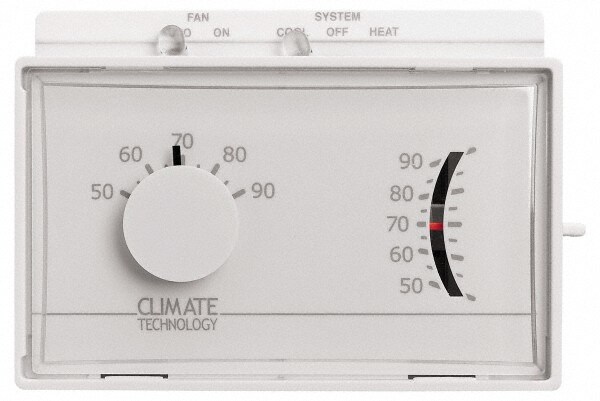 Thermostats; Thermostat Type: Horizontal Mechanical Thermostat ; Maximum Temperature: 90.0 ; Minimum Temperature: 50.0 ; Minimum Voltage: 24 V ; Maximum Voltage: 30 V ; Minimum Voltage: 24