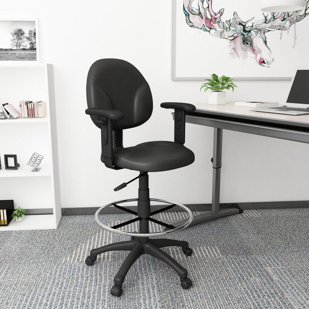 Boss Office AM Vinyl DOT Stool, Black - BossChair