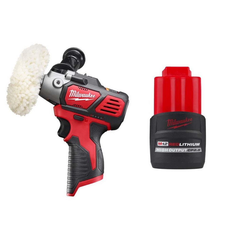 Handheld Disc Sanders; Amperage: 12.0000 ; Speed (RPM): 8300 ; Voltage: 12.00 ; Minimum Disc Size (Inch): 2 ; Maximum Disc Size (Inch): 3 ; Includes: Polisher/Sander; M12 REDLITHIUM HIGH OUTPUT CP2.5 Battery Pack