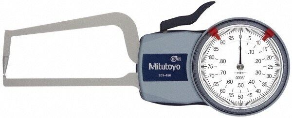 0 to 0.8000", 0.0005" Graduation, 0.0015" Accuracy, Outside Dial Caliper Gage