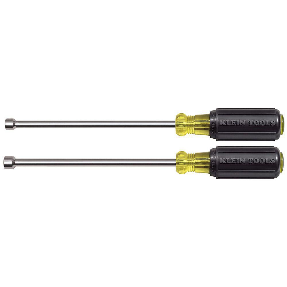 Nut Driver Set: 2 Pc, 1/4 to 5/16", Hollow Shaft, Cushion Grip Handle