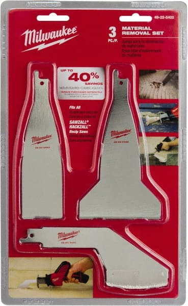 Milwaukee Tool 49-22-5403 3 Piece, 1-1/2" to 3" Long x 0.06" Thick, Steel Reciprocating Saw Blade Set 