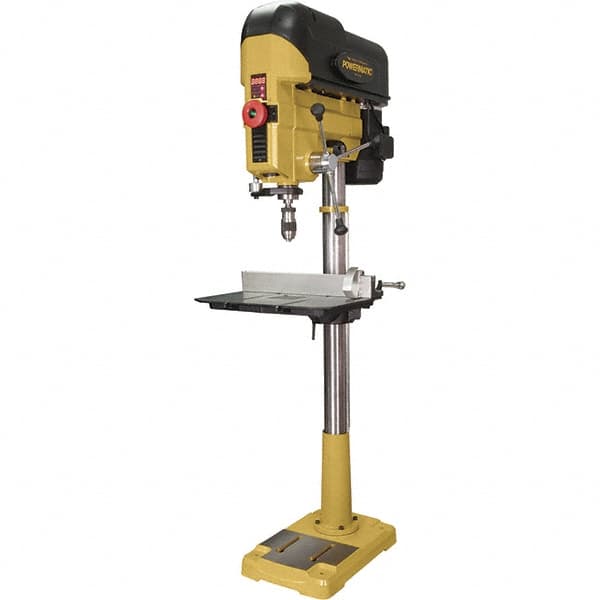 Floor Drill Press: 18" Swing, 1 hp, 115 & 230V, 1 Phase, Variable Speed Pulley