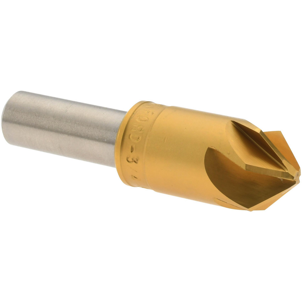 M.A. Ford® Countersink: 3/4" Head Dia, 90 deg Included Angle, 6 Flute, High-Speed Steel, Right Hand Cut - 1/2" Shank Dia, 2-3/4" OAL, TiN Finish