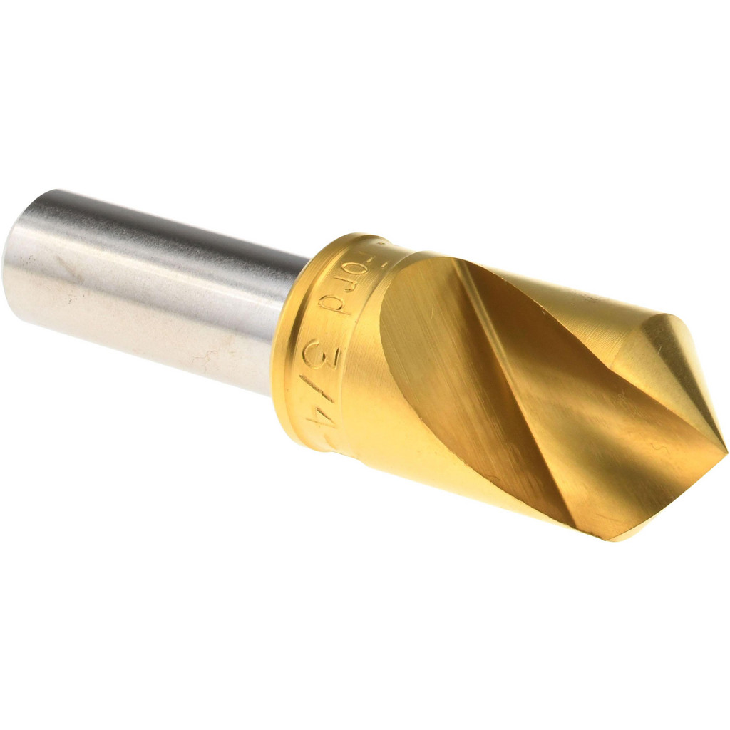 M.A. Ford® Countersink: 3/4" Head Dia, 100 deg Included Angle, 1 Flute, High-Speed Steel, Right Hand Cut - 1/2" Shank Dia, 2-3/4" OAL, TiN Finish