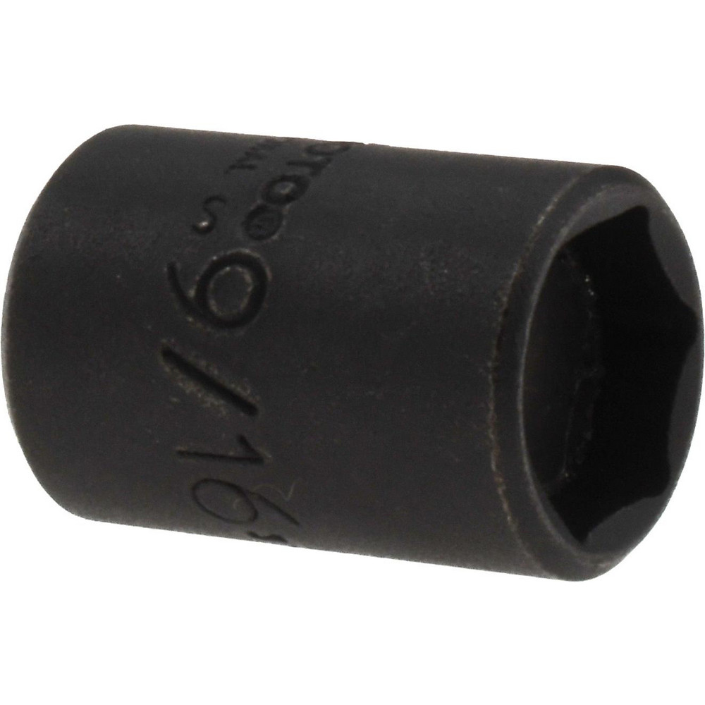 Impact Socket: 3/8" Drive, 9/16" Socket, Hex Drive - 6 Point, 1-3/32" OAL