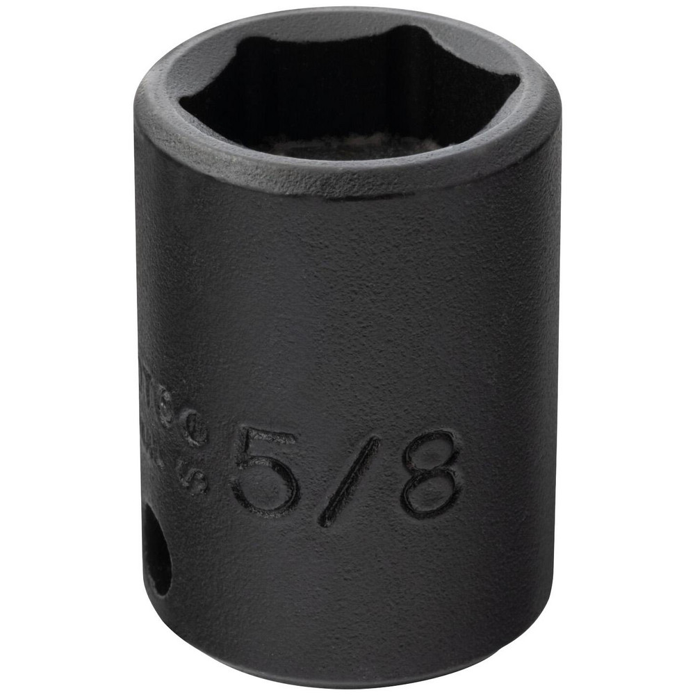 Impact Socket: 3/8" Drive, 5/8" Socket, Hex Drive - 6 Point, 1-7/32" OAL