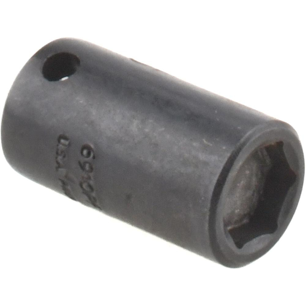 Power Socket: 1/4" Drive, 5/16" Hex - Black Finish, 6 Points