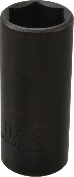 Impact Socket: 3/8" Drive, 11/16" Socket, Hex Drive