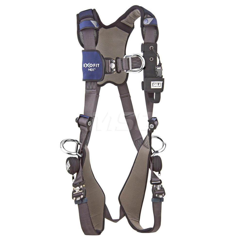 Fall Protection Harnesses: 420 Lb, Vest Style, Size Medium, For Wind Energy Climbing & Positioning, Polyester, Back Front & Side