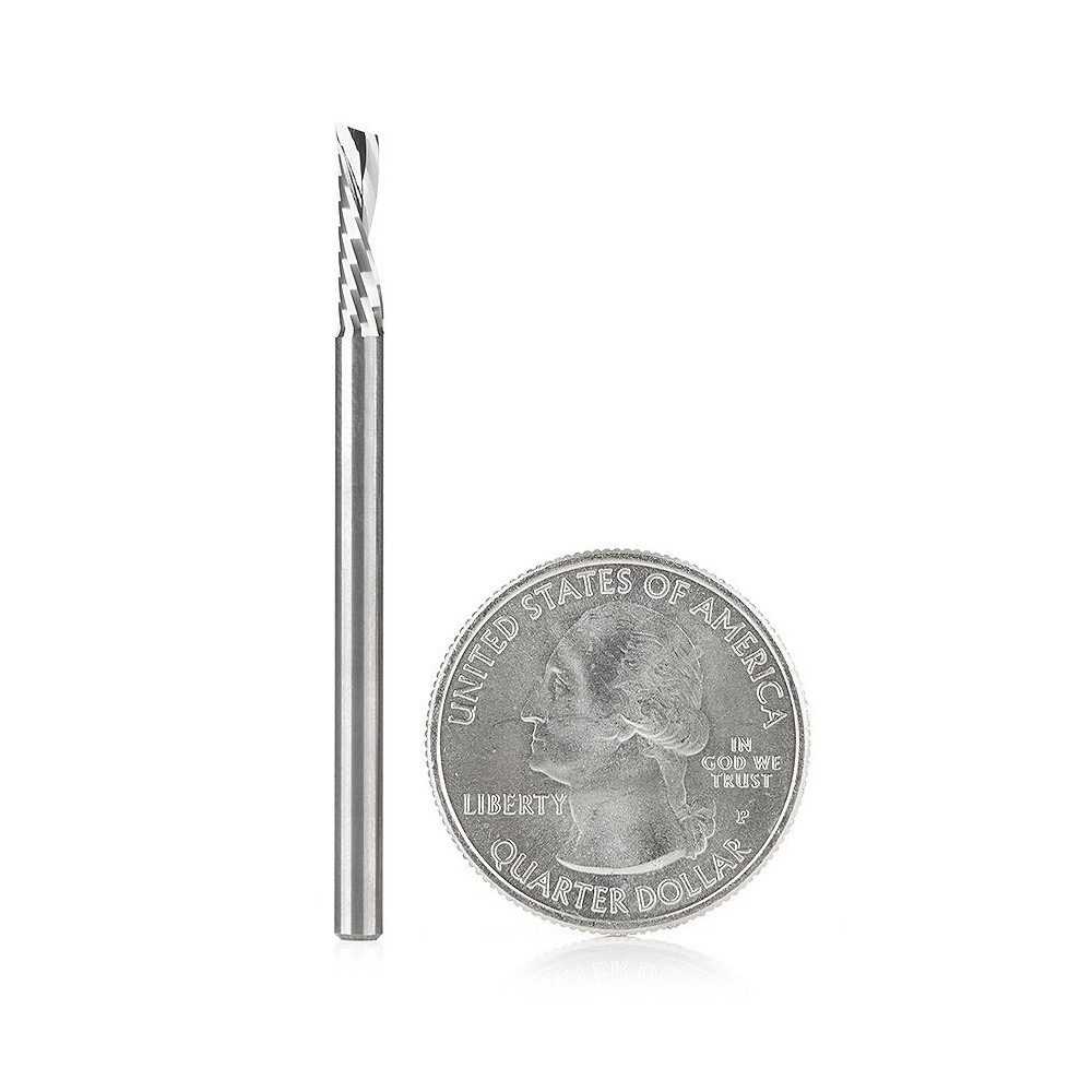 Amana Tool Spiral Router Bit 0.125" Dia, 0.5" LOC, 1/8" Shank Dia