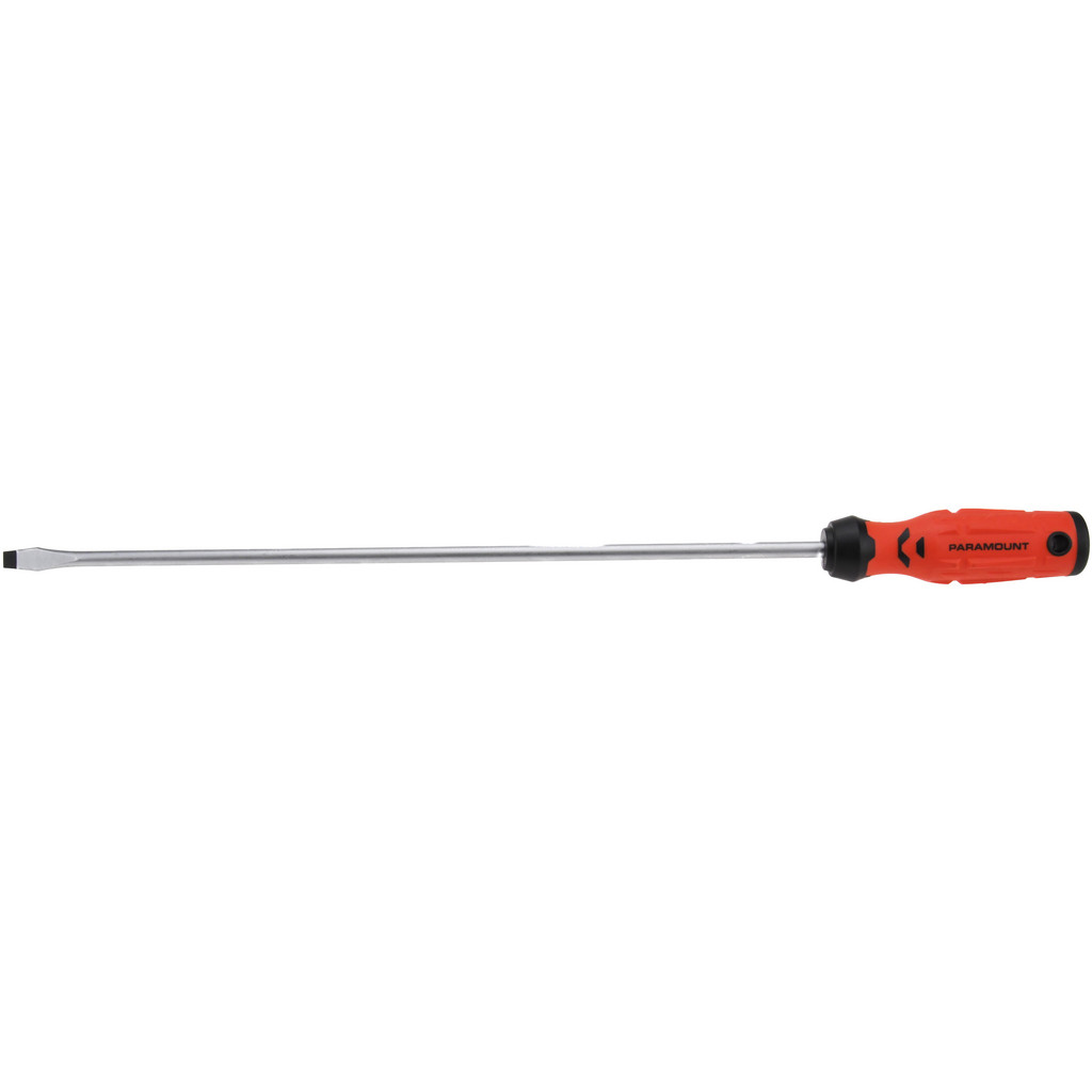 Paramount Slotted Screwdrivers: Blade Width (Inch): 5/16; Blade Length (Inch): 16; Overall Length (Decimal Inch): 21.0470; Handle Type: Comfort Grip
