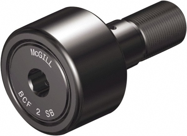 BCF 1/2 SB 1/2" Roller Diam x 3/8" Width, 3/16" Stud Diam x 5/8" Length, Sealed Self Lubricating Stud Cam Follower with Nonmetallic Bushing and Hex