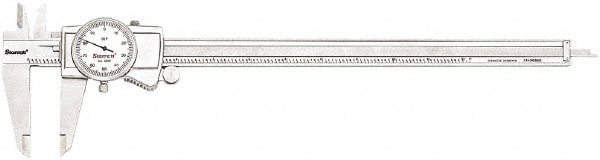 Dial Caliper: 12'' Range, 0.001'' Graduation, 0.1'' per Revolution