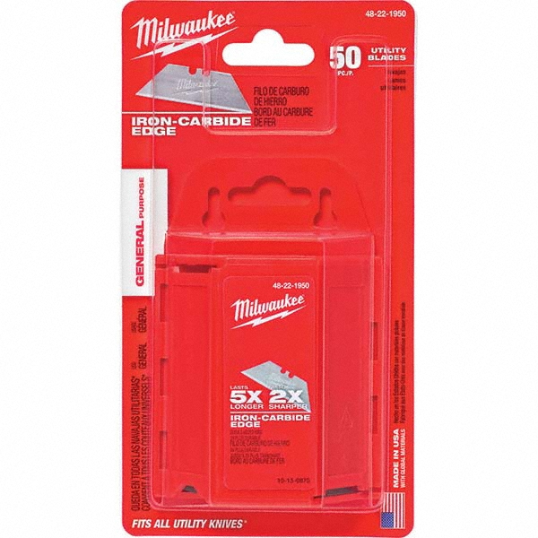 Milwaukee Tool Knife Blades; Type Utility Knife Blade ; Material Carbon Steel ; Style Heavy