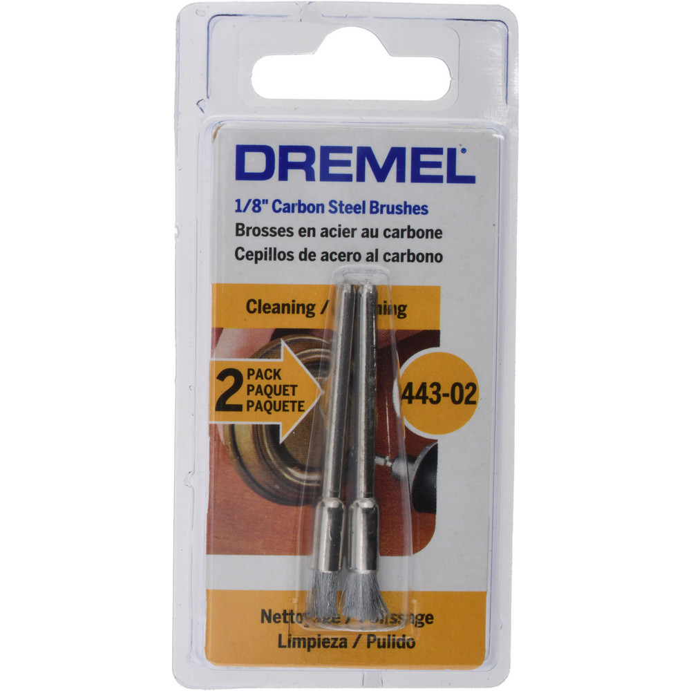End Brushes: 1/8" Dia, Steel, Flat Faced Wire