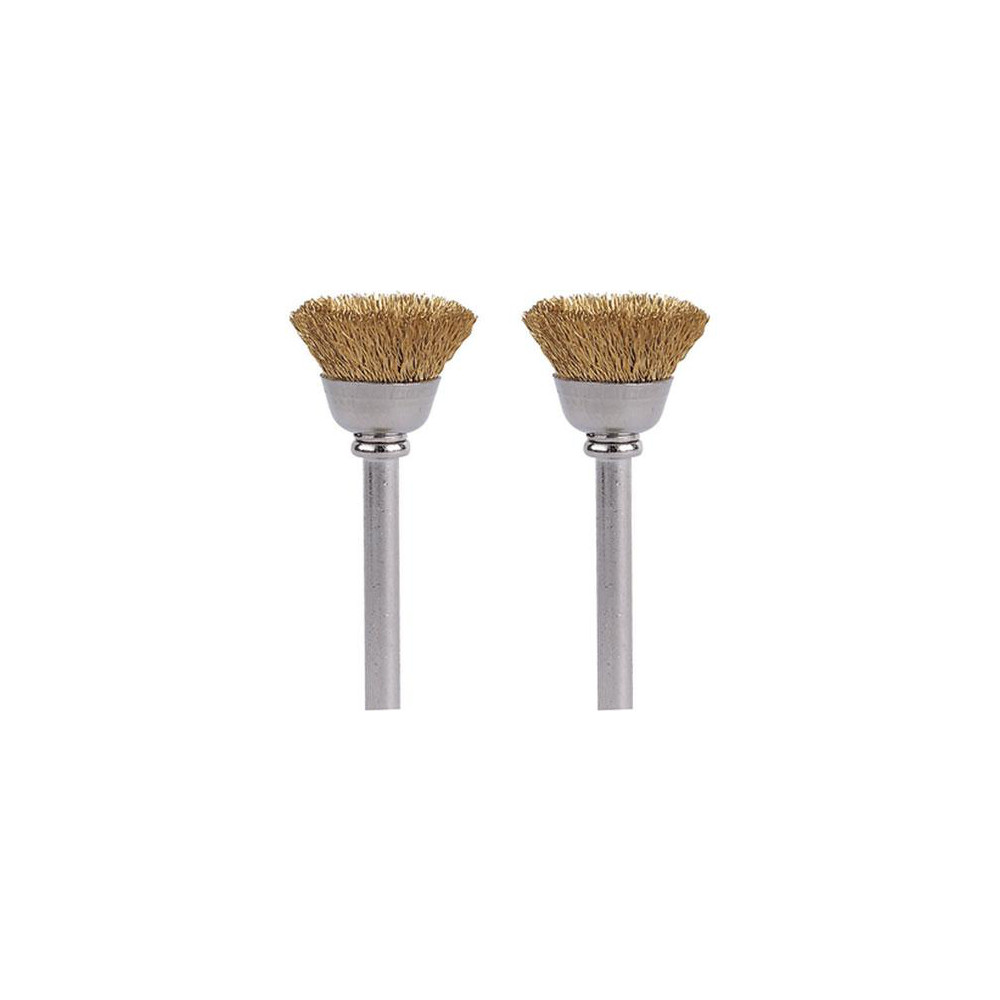 End Brushes: 1/2" Dia, Brass, Flat Faced Wire - 3 mm Shank Dia, 15,000 Max RPM