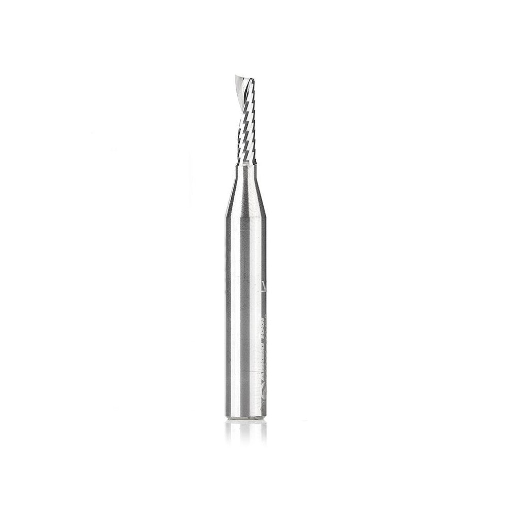 Spiral Router Bit: 0.125" Dia, 0.5" LOC, 1/8" Shank Dia, Upcut