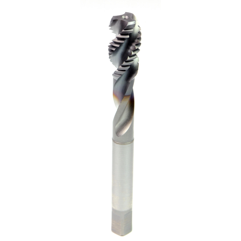 Spiral Flute Tap: 1/4-28 UNF, 2 Flutes, Modified Bottoming, 3B Class of Fit, Powdered Metal, TICN Coated