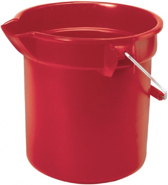 10 Qt, 260.35mm High, High-Density Polyethylene Round Red Single Pail