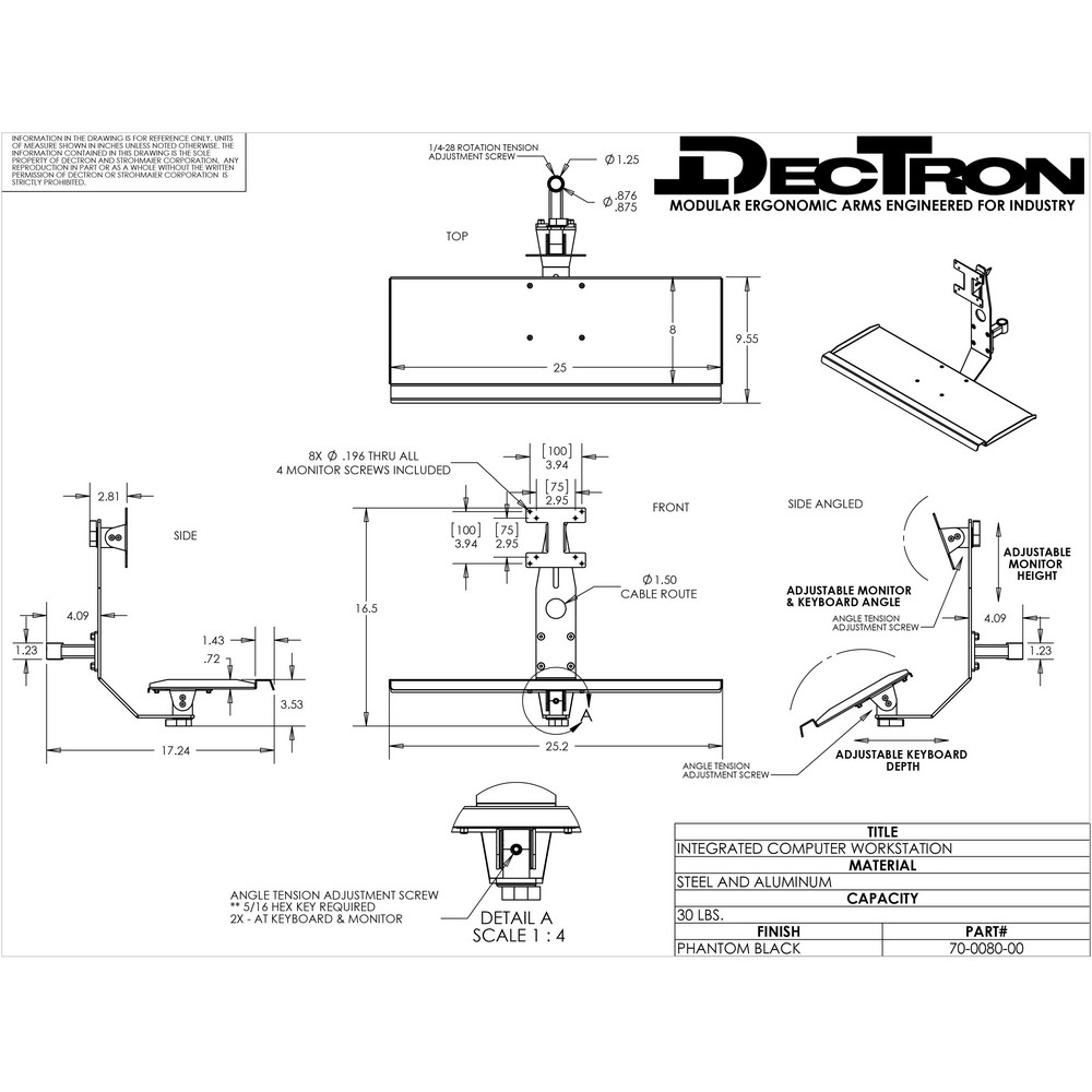 Dectron - Integrated Steel Single Monitor Computer Workstation for ...