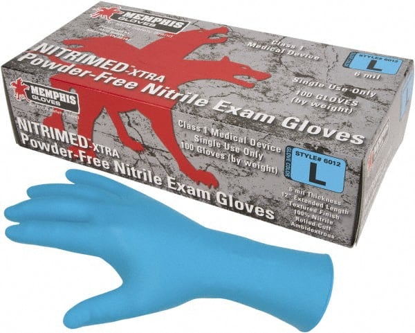 MCR SAFETY 6012L Disposable Gloves: Size Large, 6 mil, Nitrile 