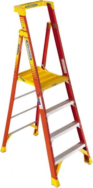 Werner PD6204 4-Step Ladder: Fiberglass, Type IA, 4 OAH 