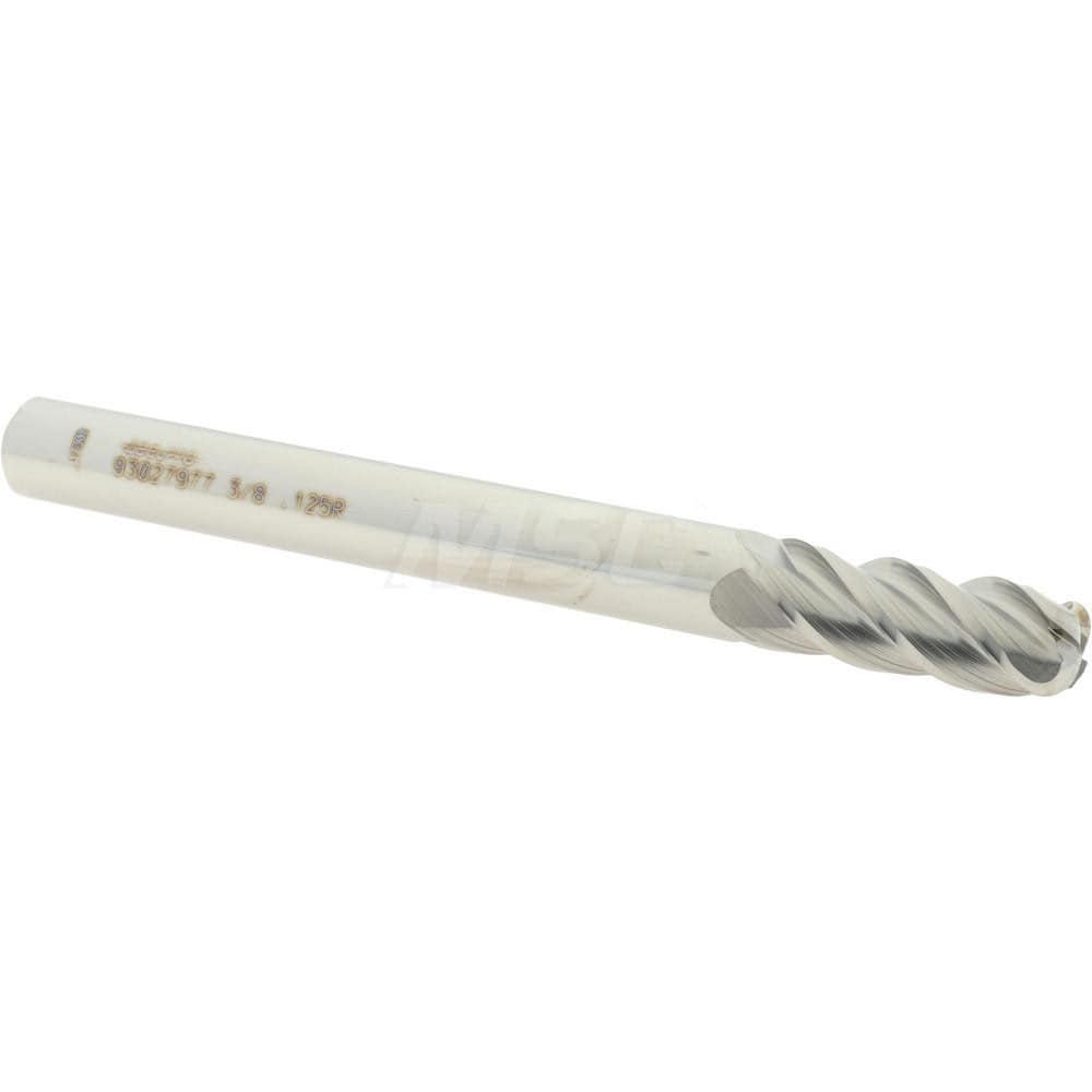 Accupro 12183524 Corner Radius End Mill: 3/8" Dia, 1" LOC, 1/8" Radius, 4 Flutes, Solid Carbide 