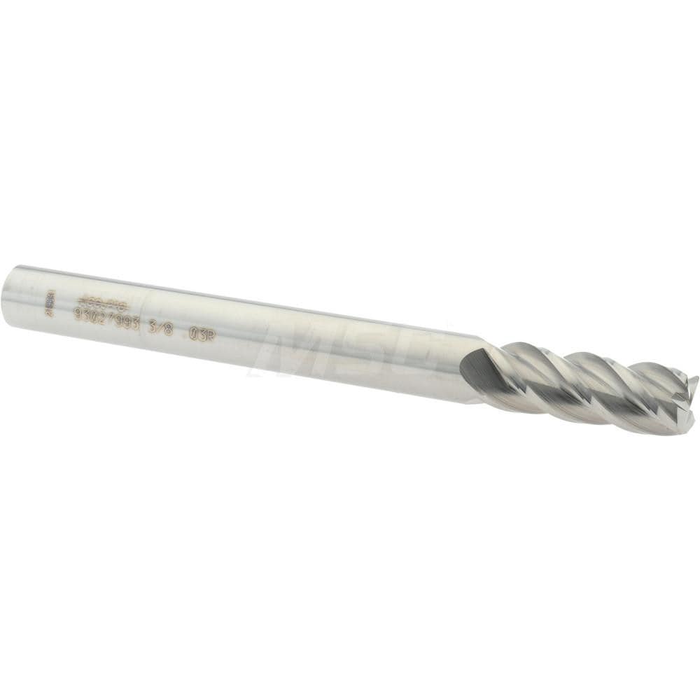 Accupro 12183527 Corner Radius End Mill: 3/8" Dia, 1" LOC, 0.03" Radius, 4 Flutes, Solid Carbide 