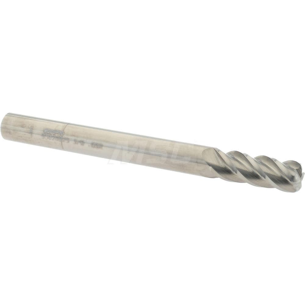 Accupro 12183530 Corner Radius End Mill: 3/8" Dia, 1" LOC, 0.09" Radius, 4 Flutes, Solid Carbide 