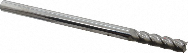12183688 Corner Radius End Mill: 3/8" Dia, 1-1/2" LOC, 0.01" Radius, 4 Flutes, Solid Carbide  