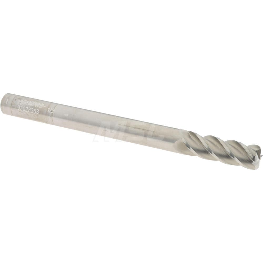 Accupro 12183725 Corner Radius End Mill: 1/2" Dia, 1-1/2" LOC, 0.09" Radius, 4 Flutes, Solid Carbide 