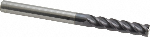 12183014 Corner Radius End Mill: 1/4" Dia, 1-1/8" LOC, 0.01" Radius, 4 Flutes, Solid Carbide  
