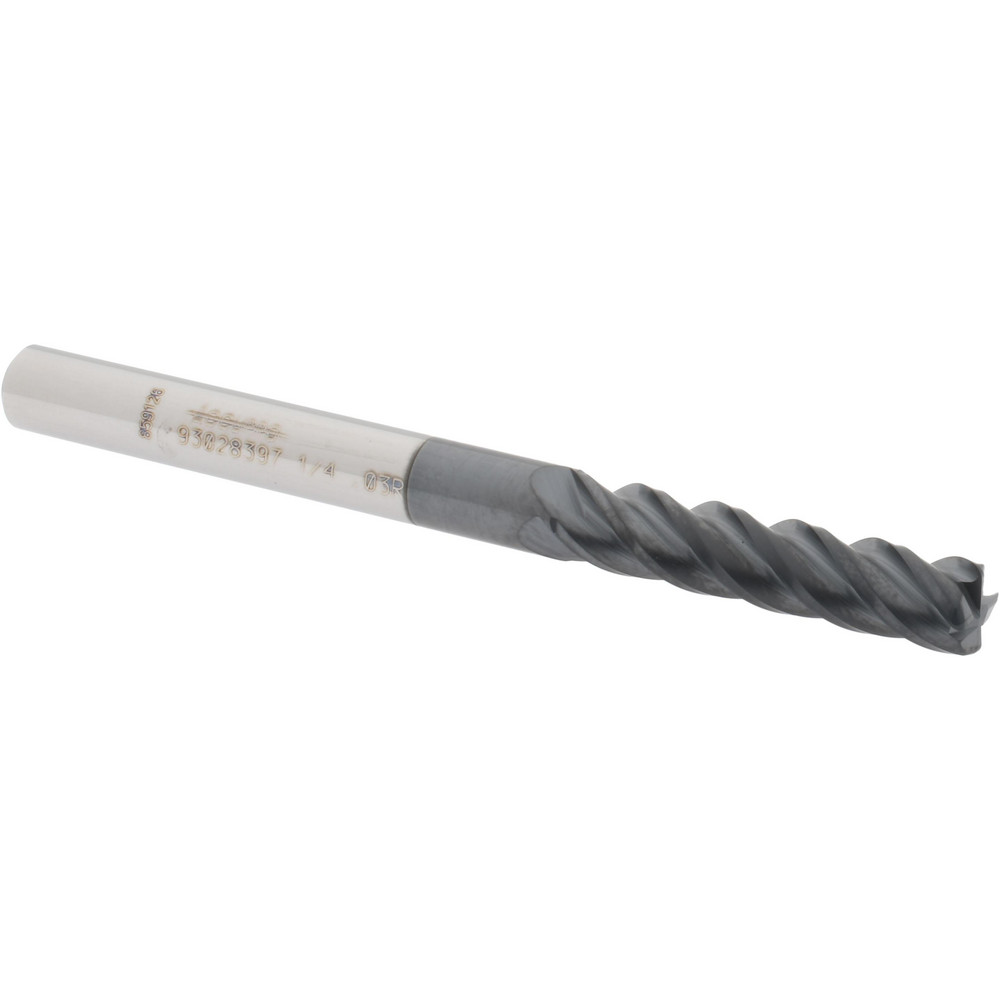 12183017 Corner Radius End Mill: 1/4" Dia, 1-1/8" LOC, 0.03" Radius, 4 Flutes, Solid Carbide  