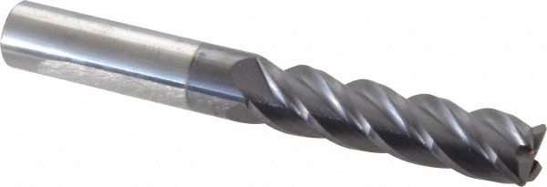 12183102 Corner Radius End Mill: 1/2" Dia, 2" LOC, 0.045" Radius, 4 Flutes, Solid Carbide  