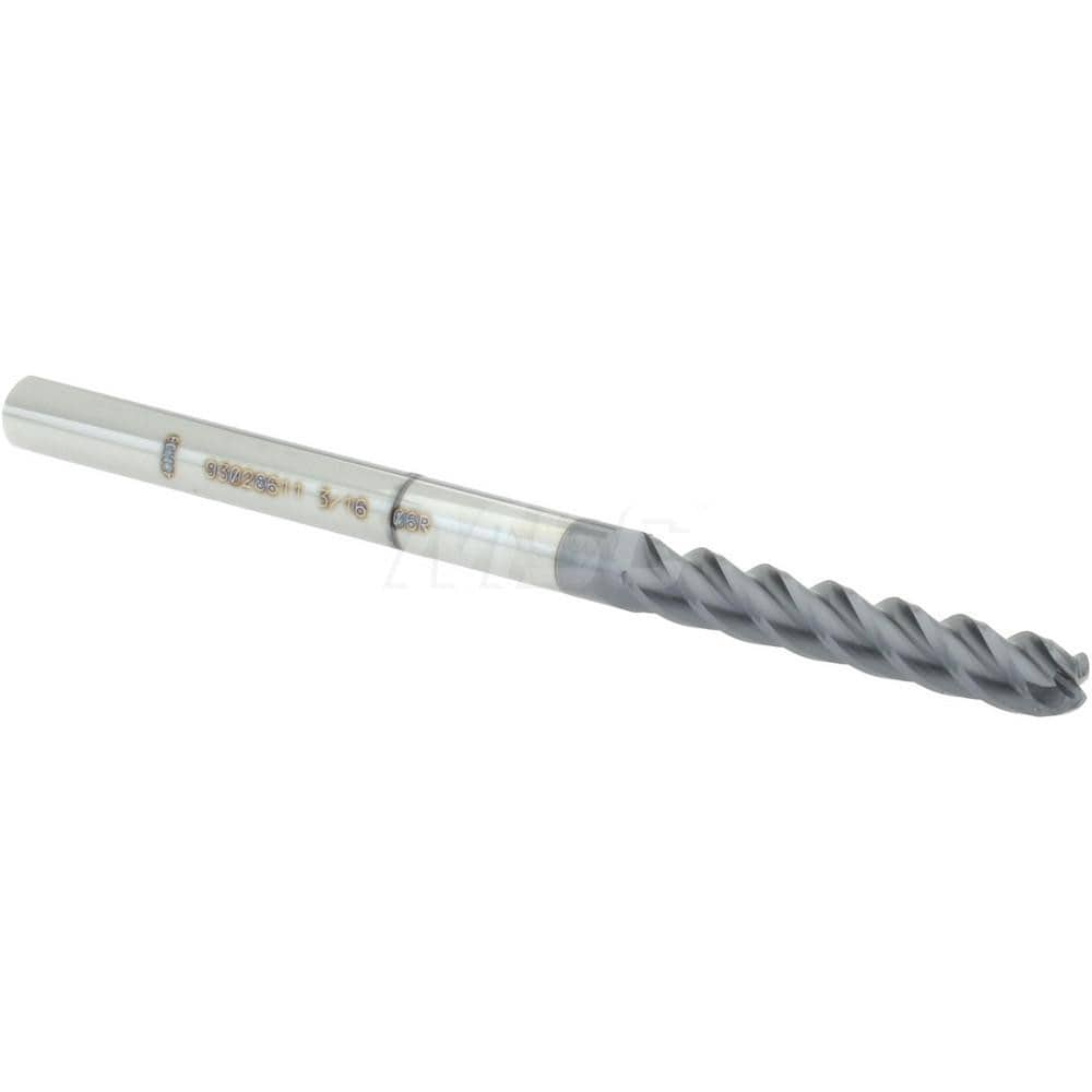 Accupro 12183224 Corner Radius End Mill: 3/16" Dia, 1-1/8" LOC, 0.06" Radius, 4 Flutes, Solid Carbide 