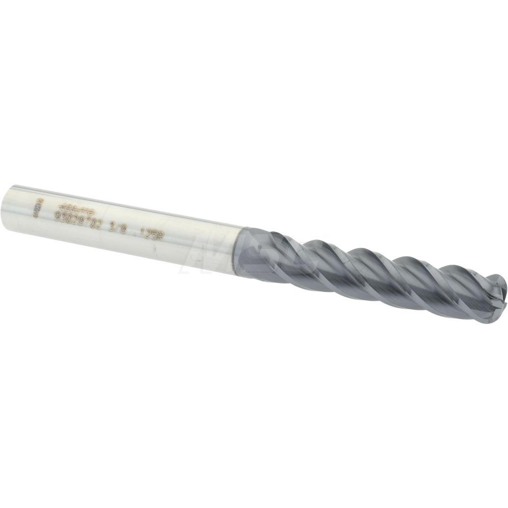 12183296 Corner Radius End Mill: 3/8" Dia, 1-3/4" LOC, 1/8" Radius, 4 Flutes, Solid Carbide  