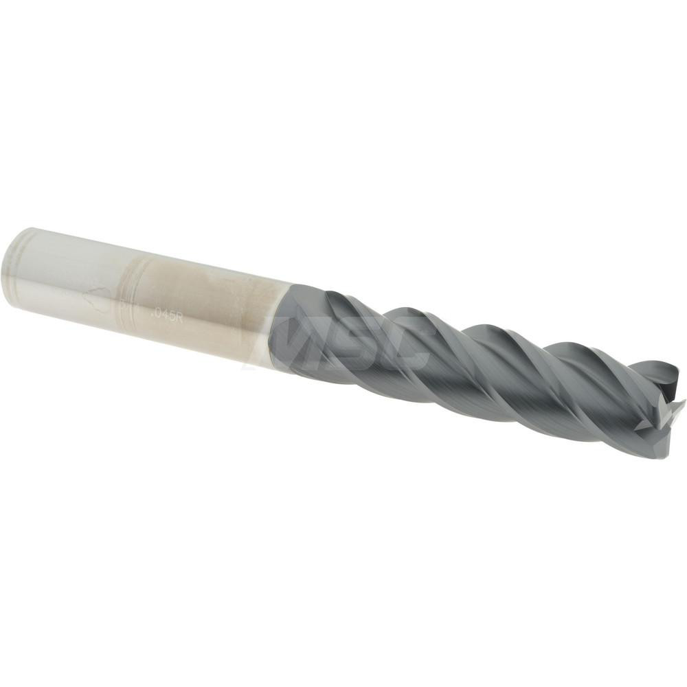 Accupro 12183387 Corner Radius End Mill: 3/4" Dia, 3" LOC, 0.045" Radius, 4 Flutes, Solid Carbide Image