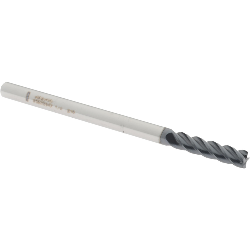12183488 Corner Radius End Mill: 1/4" Dia, 1" LOC, 0.01" Radius, 4 Flutes, Solid Carbide  