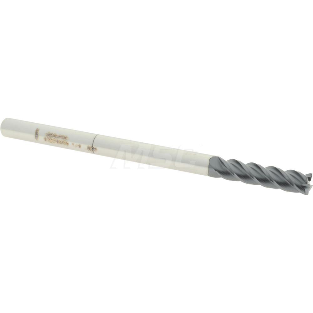 12183490 Corner Radius End Mill: 1/4" Dia, 1" LOC, 0.02" Radius, 4 Flutes, Solid Carbide  