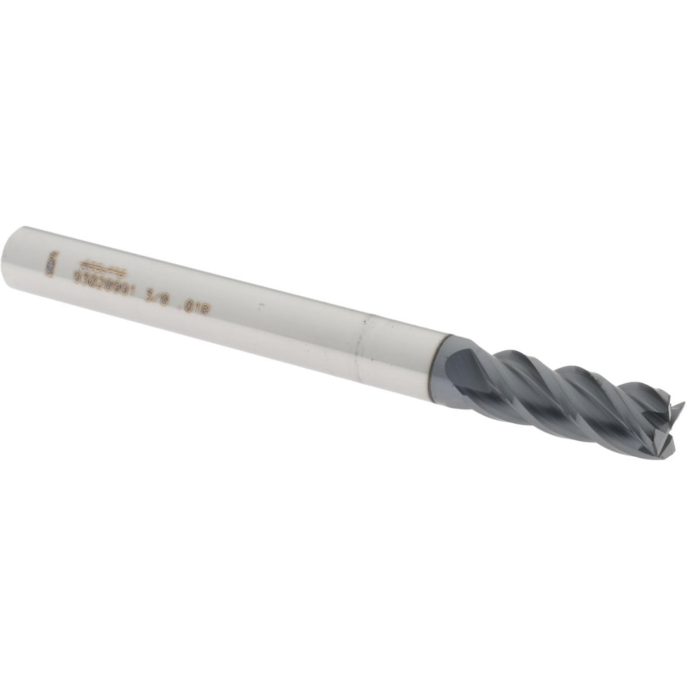 Accupro 12183541 Corner Radius End Mill: 3/8" Dia, 1" LOC, 0.01" Radius, 4 Flutes, Solid Carbide 