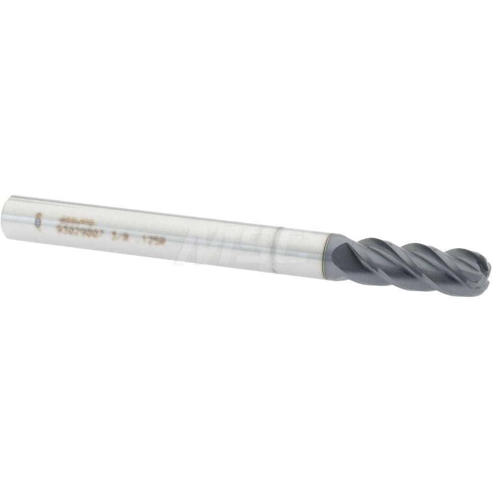 Accupro 12183542 Corner Radius End Mill: 3/8" Dia, 1" LOC, 1/8" Radius, 4 Flutes, Solid Carbide 