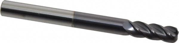 Accupro 12183548 Corner Radius End Mill: 3/8" Dia, 1" LOC, 0.09" Radius, 4 Flutes, Solid Carbide 