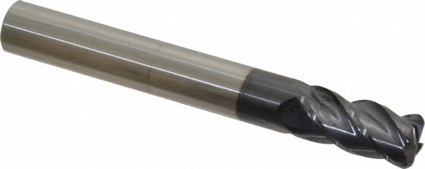 12183578 Corner Radius End Mill: 1/2" Dia, 1" LOC, 0.09" Radius, 4 Flutes, Solid Carbide  